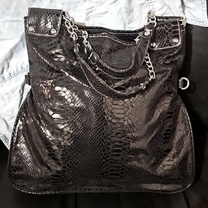Black Faux snake or croc shoulder bag